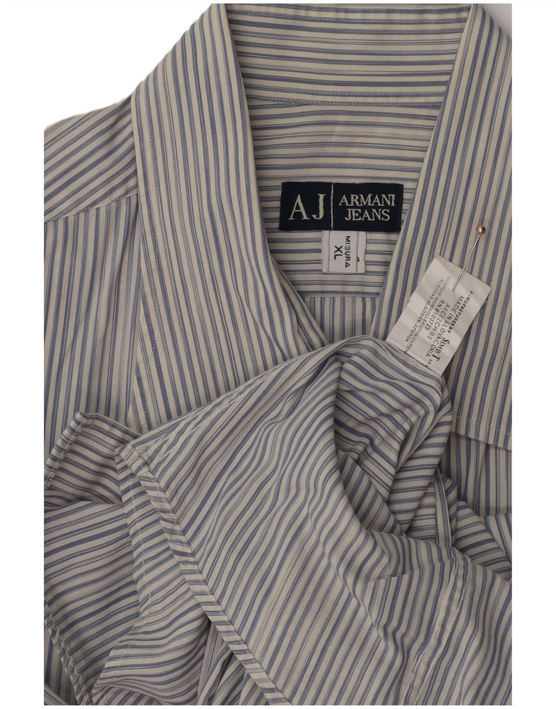 ARMANI JEANS Koszula męska XL, bawełniana w niebieskie paski