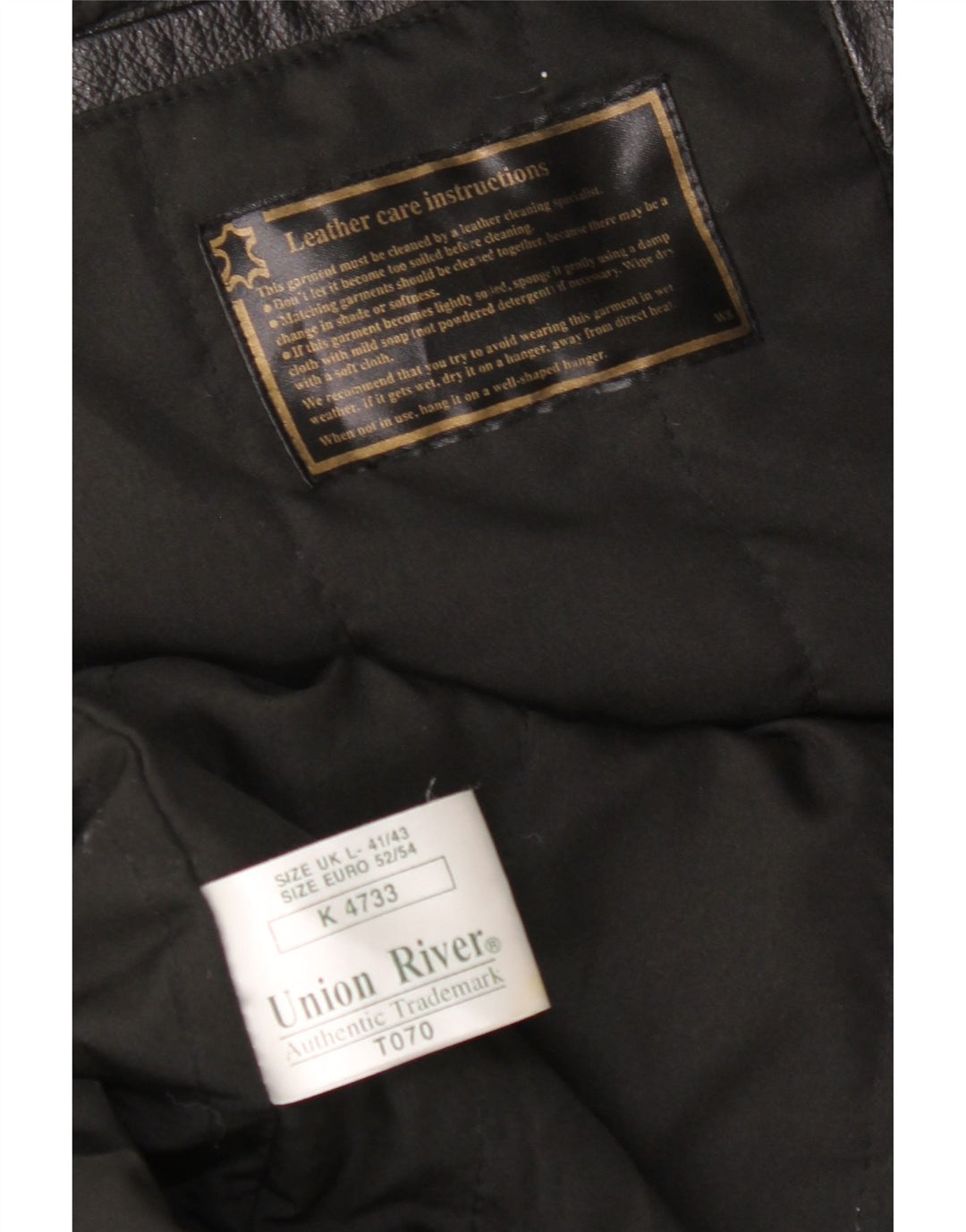 UNION RIVER Mens Leather Jacket UK 40 Large Black Leather Vintage Union River and Second-Hand Union River from Messina Hembry 