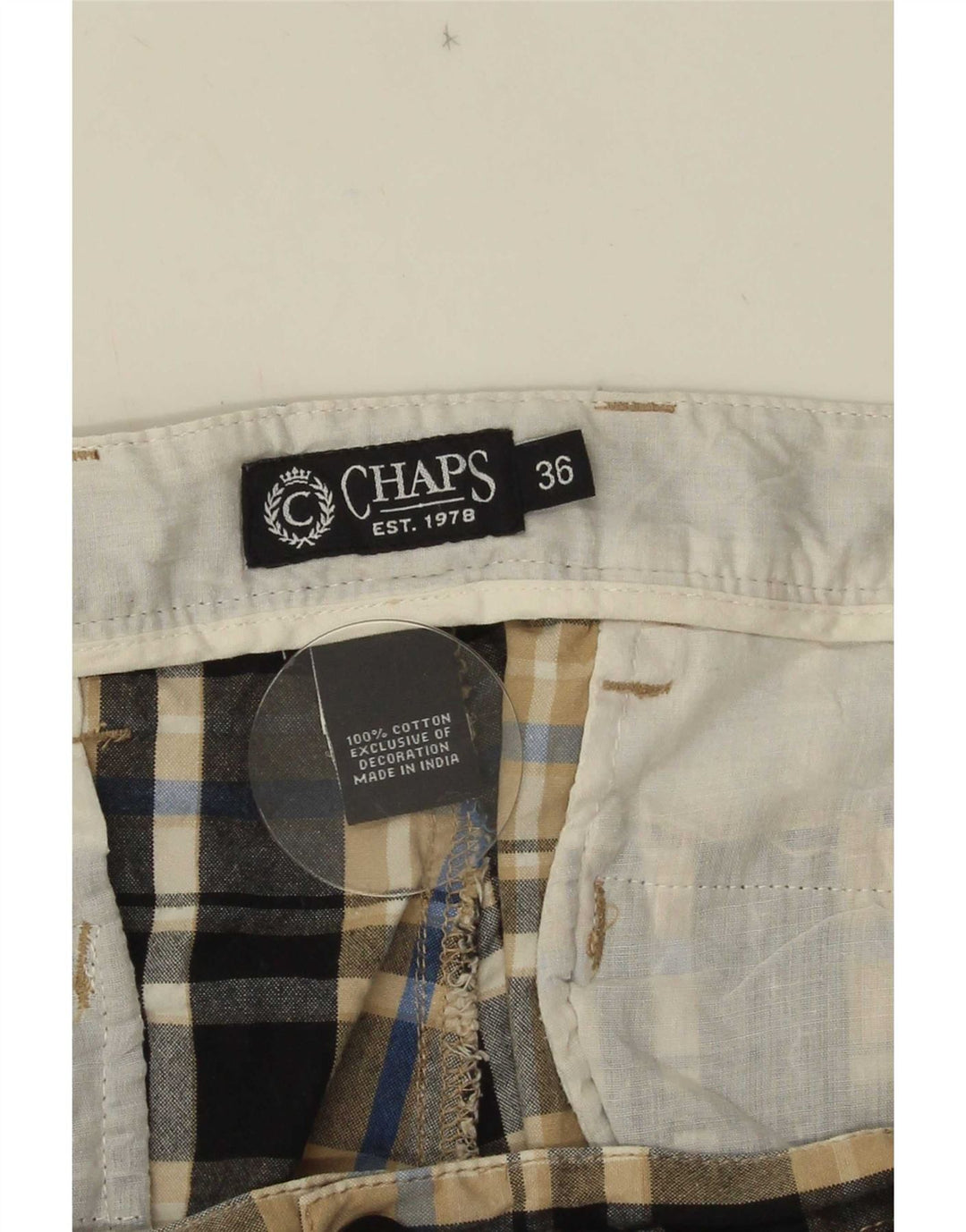 Męskie spodenki Chino Chaps W36, duże, wielokolorowe, bawełniane w kratę