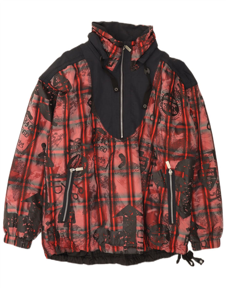 Męska kurtka Anorak w stylu vintage, luźny krój, UK 38, poliester w kolorze średniej czerwieni