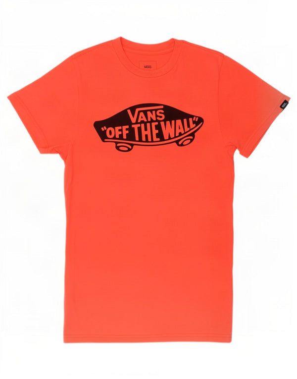 Męski T-shirt Vans Custom Fit z grafiką, top XS, pomarańczowy, bawełniany