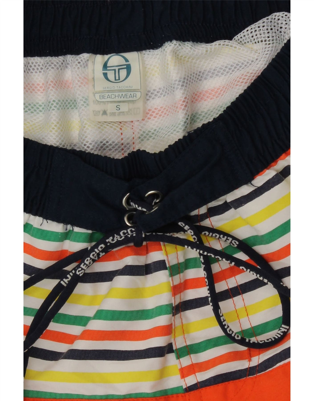 Męskie spodenki kąpielowe Sergio Tacchini z grafiką, małe, pomarańczowe paski, poliester