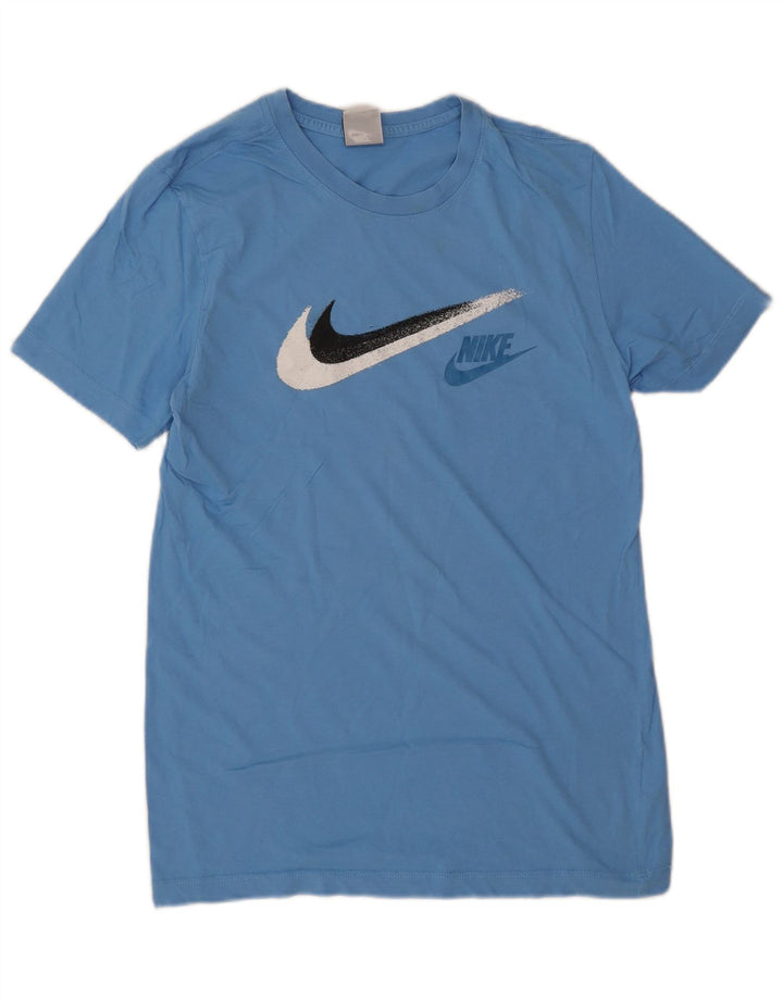 Męski T-shirt z grafiką Nike, mały, niebieski, bawełniany