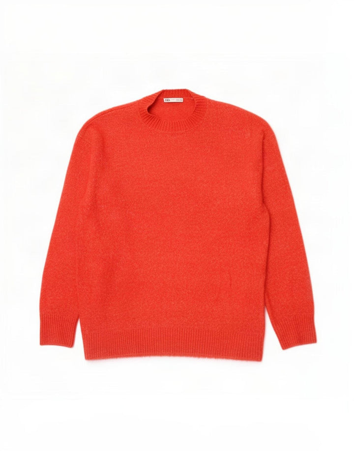 Męski sweter z okrągłym dekoltem Zara, średni pomarańczowy