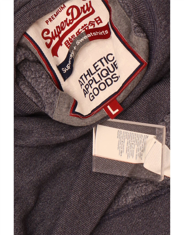 Męski sweter z grafiką Superdry, duży, granatowy, bawełniany w cętki