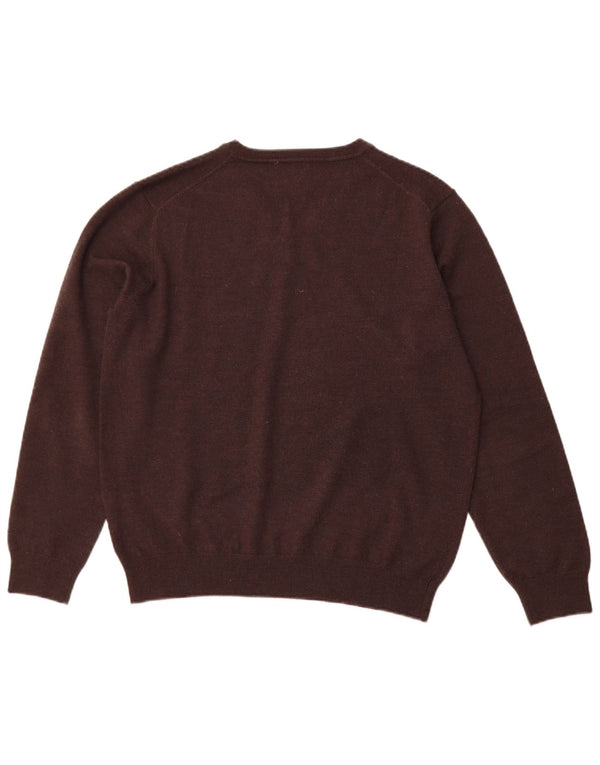 MARLBORO CLASSICS Męski sweter z dekoltem w kształcie litery V, duży, brązowy, wełniany