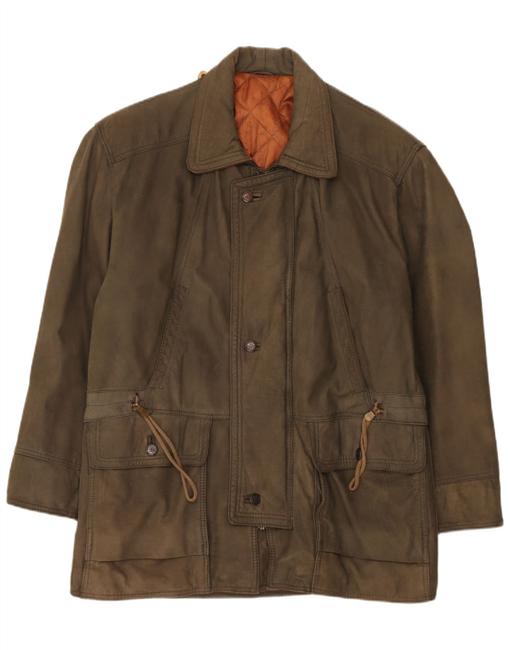 Vintage męska kurtka skórzana UK 42 XL ze skóry khaki