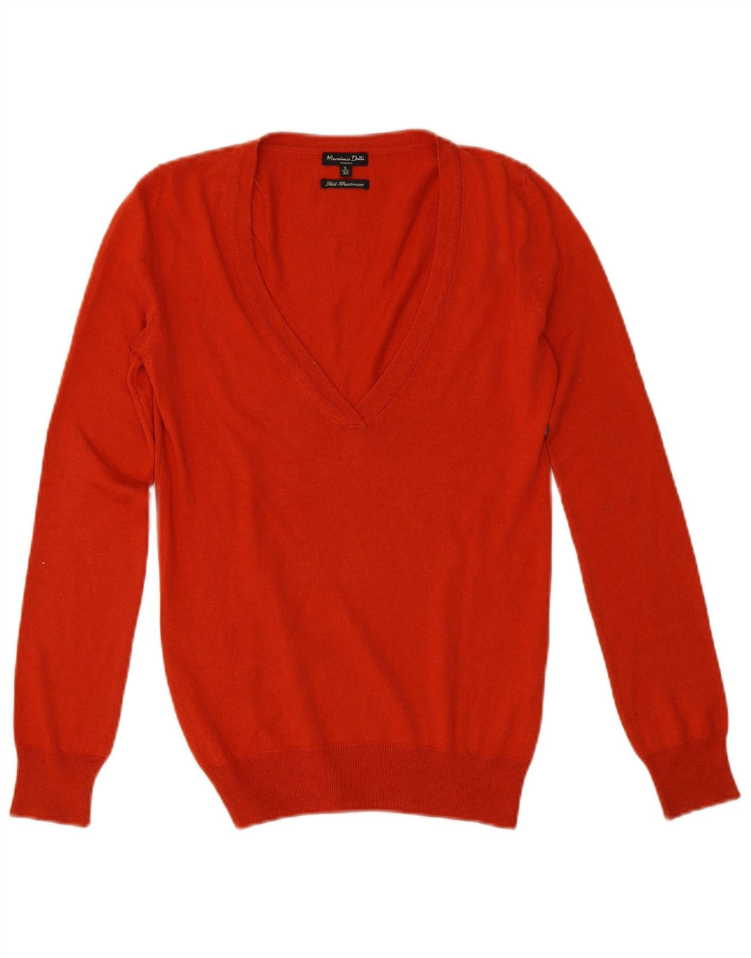 Sweter damski Massimo Dutti z dekoltem w kształcie litery V, UK 10, mały, pomarańczowy jedwab