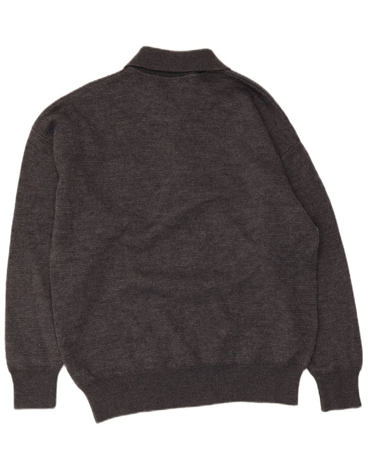 Il Granchio Męski sweter polo z dekoltem w kolorze średnioszarym Argyle/Diament