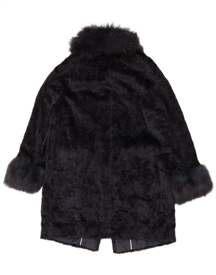 Marks & Spencer Damski płaszcz ze sztucznego futra oversize UK 14, duży, granatowy