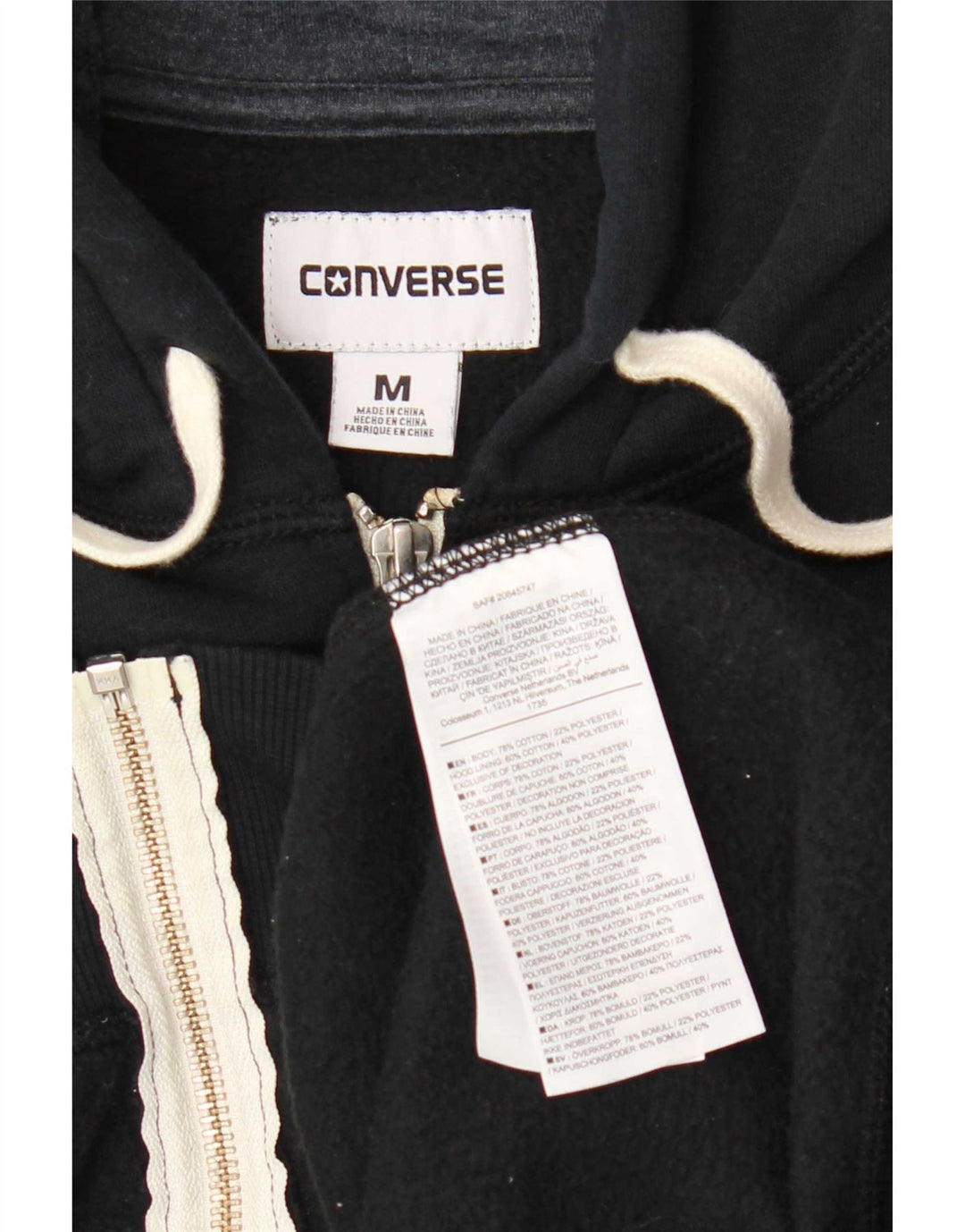 Converse Męski sweter z kapturem i zamkiem, średni granatowy, bawełniany