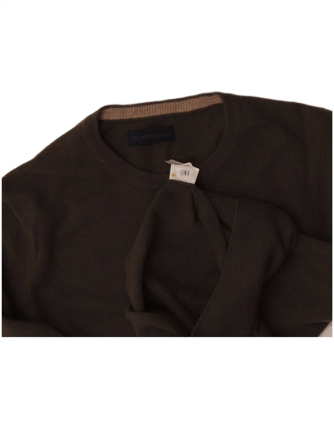 Męski sweter z okrągłym dekoltem TRUSSARDI, duży, szary, wełniany