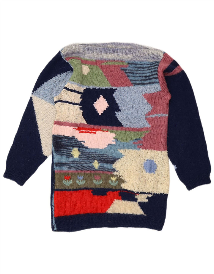 Sweter damski w stylu vintage z dekoltem w łódkę UK 12, średni, wielobarwny