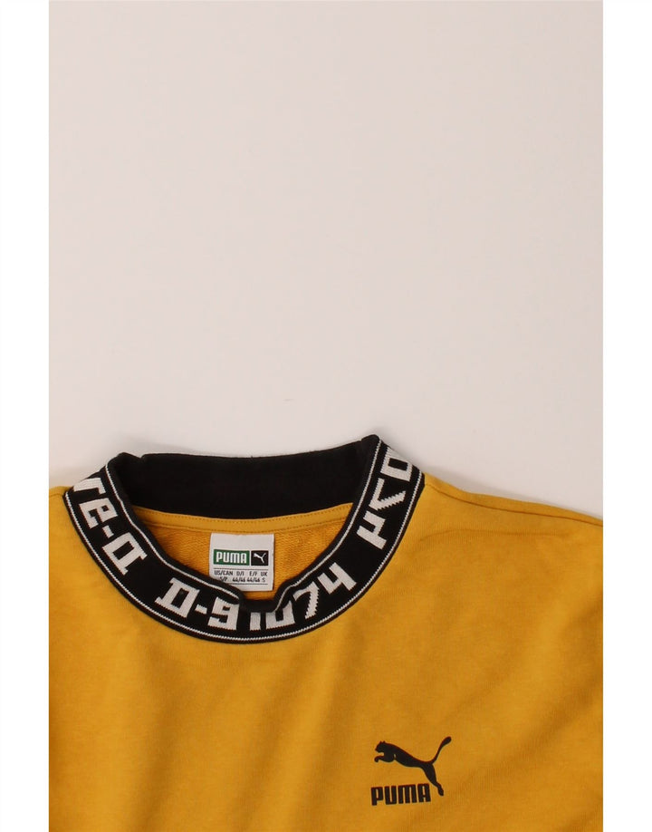 PUMA Mens Graphic Sweatshirt Jumper Small Yellow Cotton Vintage Puma and Second-Hand Puma from Messina Hembry 