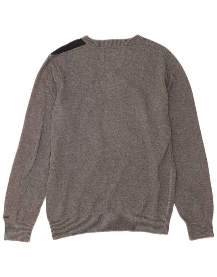 Męski sweter Jack & Jones z dekoltem w kształcie litery V, bawełniany w kolorze średniej szarości