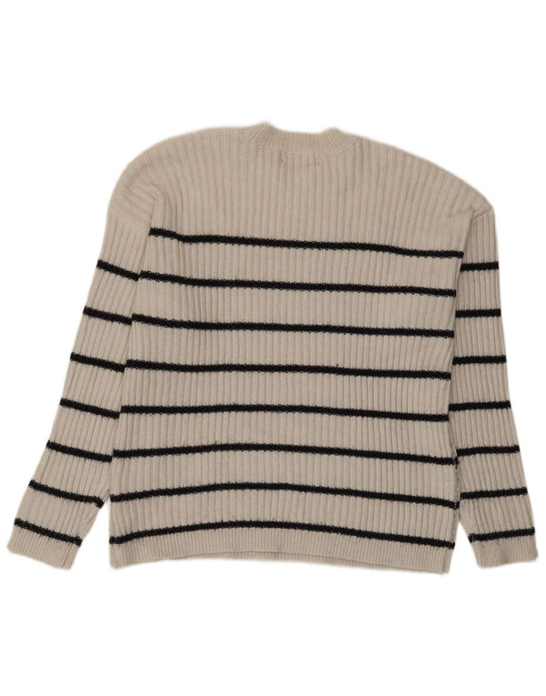 Marks & Spencer Damski sweter z okrągłym dekoltem UK 14 w średnie beżowe paski