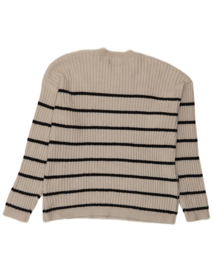 Marks & Spencer Damski sweter z okrągłym dekoltem UK 14 w średnie beżowe paski