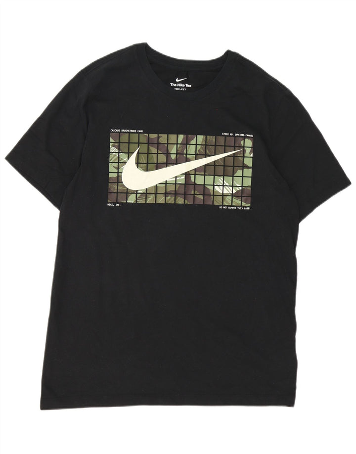 Męski T-shirt Nike Dri Fit z grafiką, duży, czarny, bawełniany
