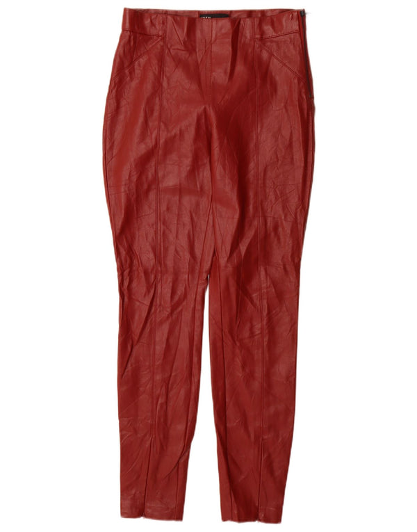 Spodnie damskie Zara Skinny ze sztucznej skóry, małe W26 L28, czerwone, poliuretanowe