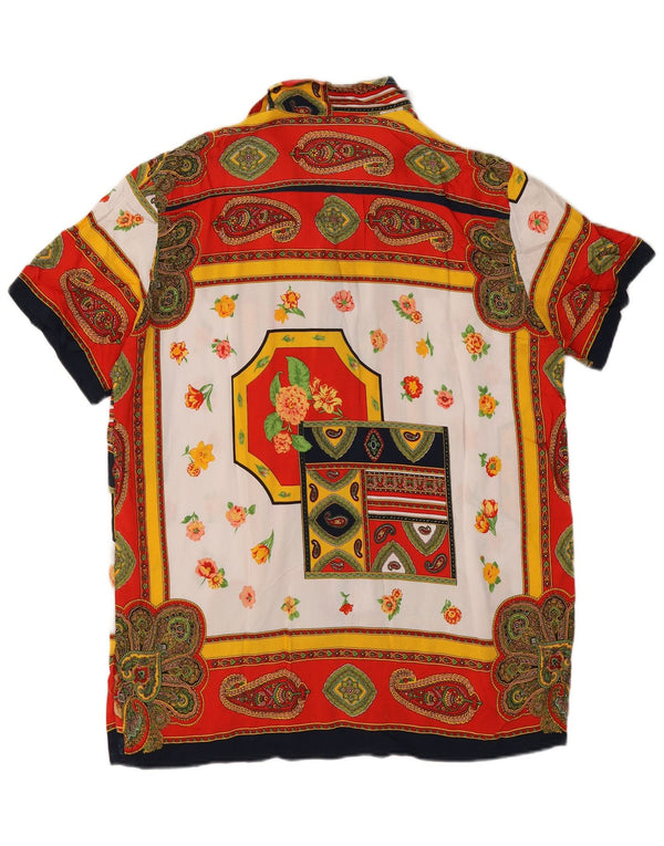 Damska sukienka koszulowa z krótkim rękawem w stylu vintage UK 14 Średnia czerwona paisley