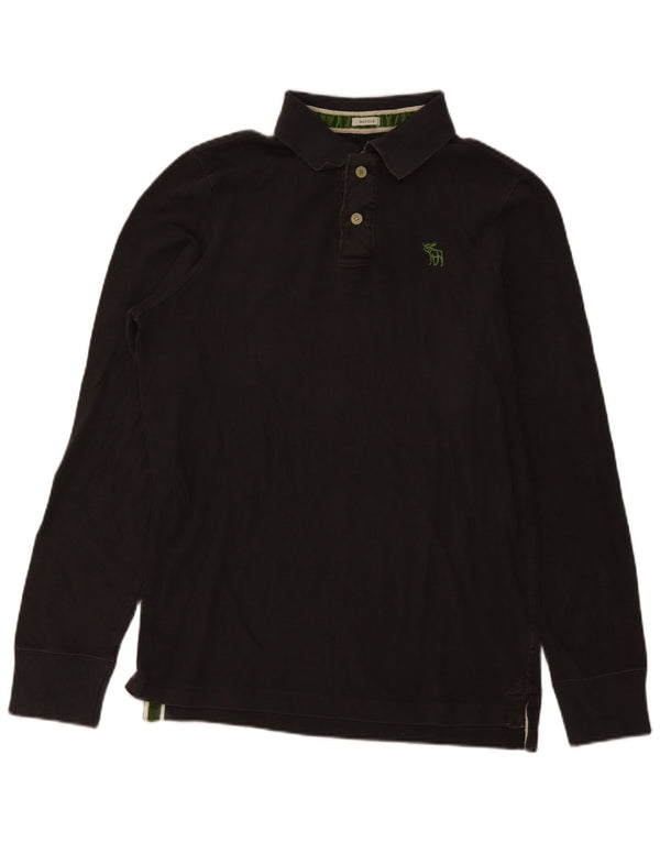Męska koszulka polo z długim rękawem Abercrombie & Fitch, 2XL, szara, bawełniana