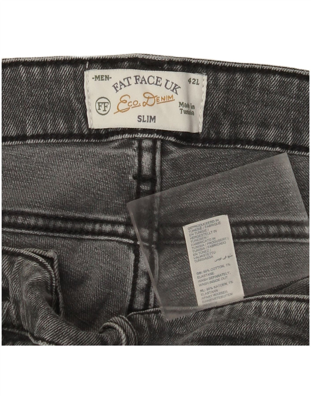 Męskie jeansy slim fit Fat Face W42 L31 Szara bawełna