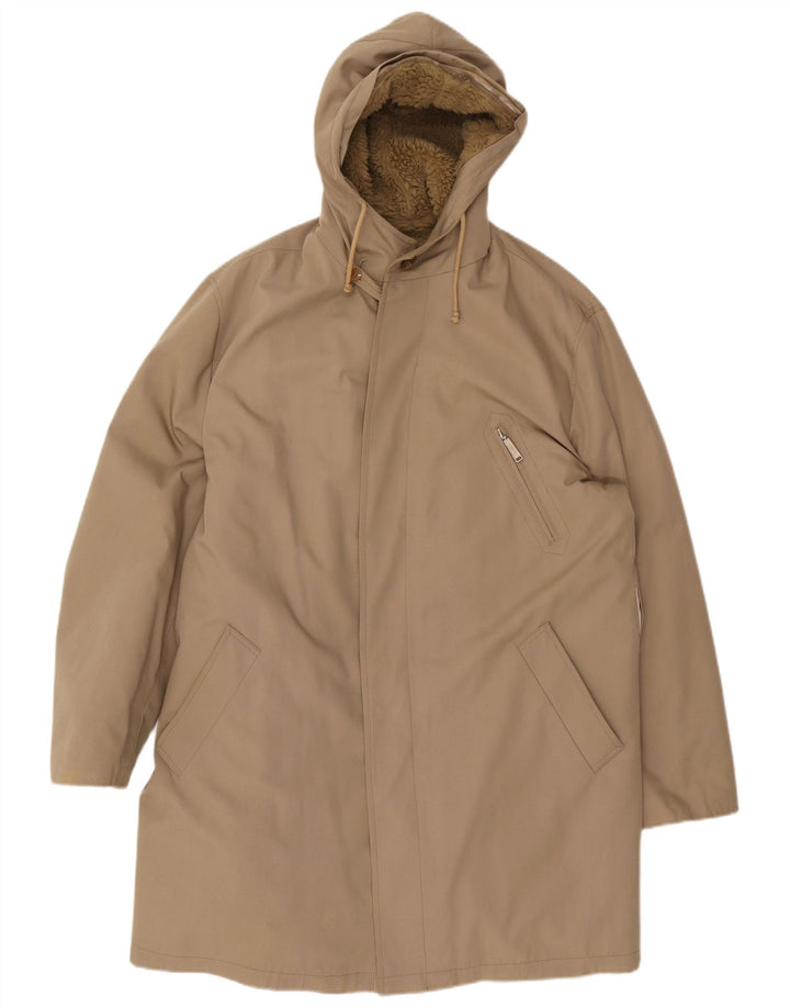 Vintage męska kurtka parka z kapturem UK 40 duża beżowa