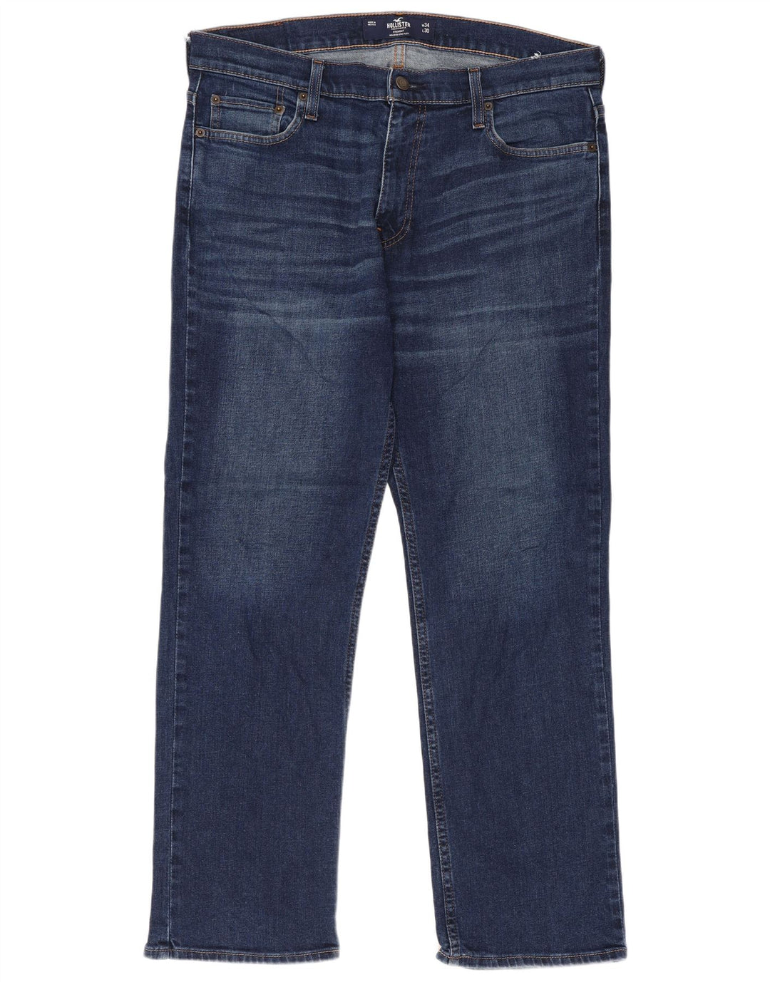 Męskie jeansy Hollister Flex Straight W34 L30 Niebieskie