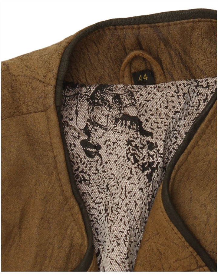 VINTAGE Damska skórzana marynarka z rękawem 3/4, EU 44 XL Khaki