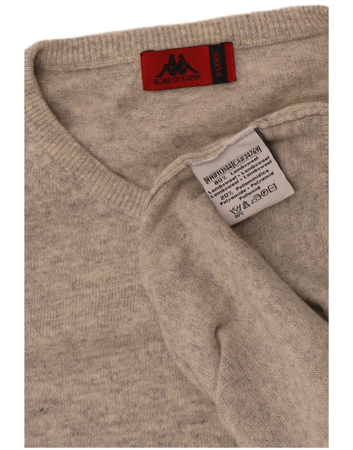 Męski sweter z okrągłym dekoltem Kappa XL, szara wełna