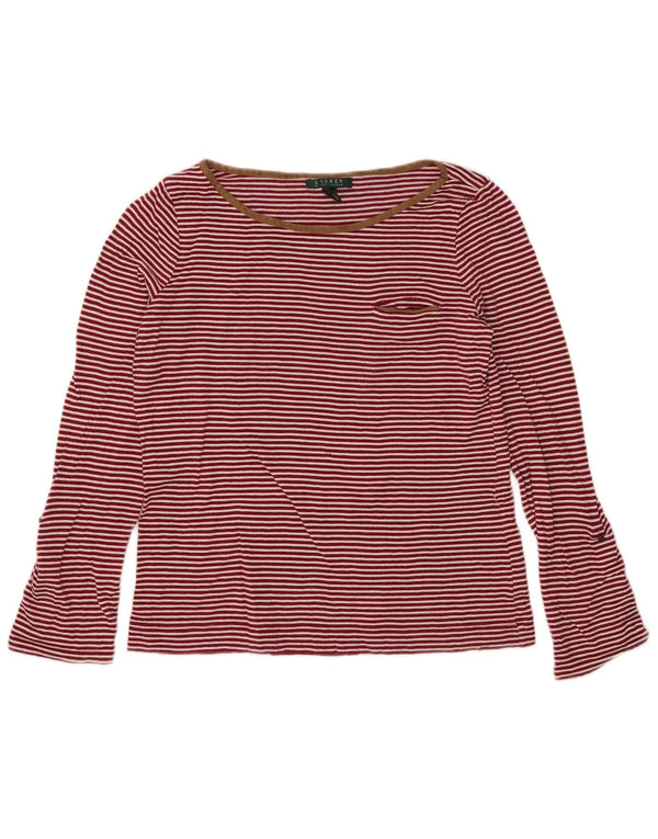 Damski top Ralph Lauren z długim rękawem, UK 14, duży, bawełniany w czerwone paski