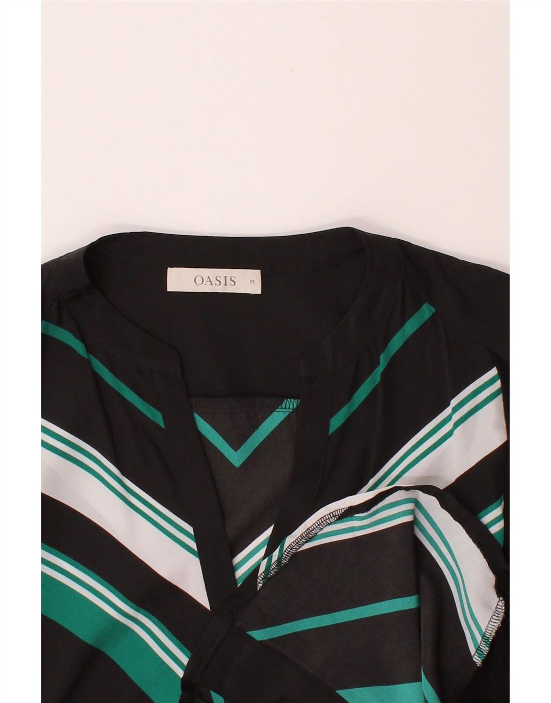 OASIS Womens Long Sleeve A-Line Dress UK 14 Medium Black Striped Polyester Vintage Oasis and Second-Hand Oasis from Messina Hembry 