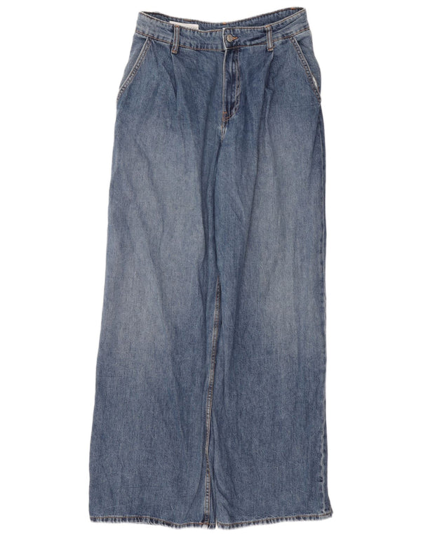 Damskie jeansy Zara z wysokim stanem i szeroką nogawką EU 38 Small W28 L31 Niebieska bawełna