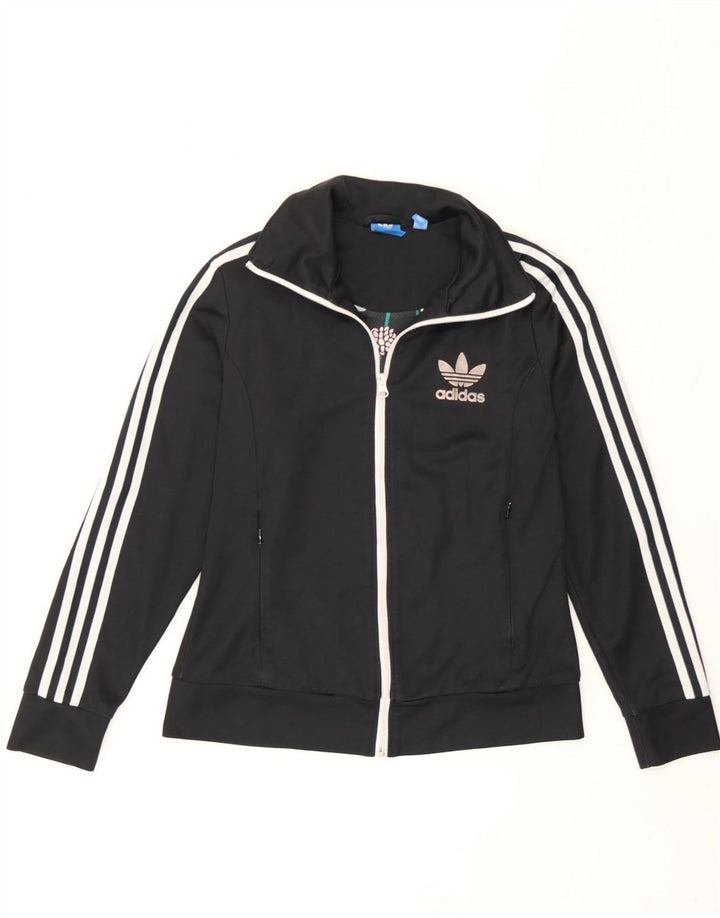 Damska kurtka dresowa Adidas UK 14, duża, czarna, z blokami kolorów, poliester
