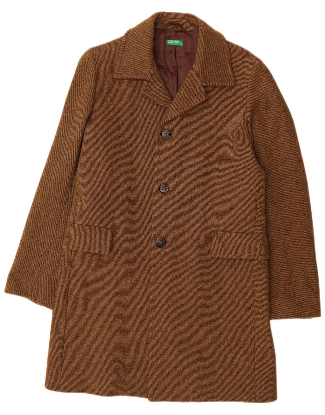 Płaszcz męski Benetton IT 46 Small Brown Wełna