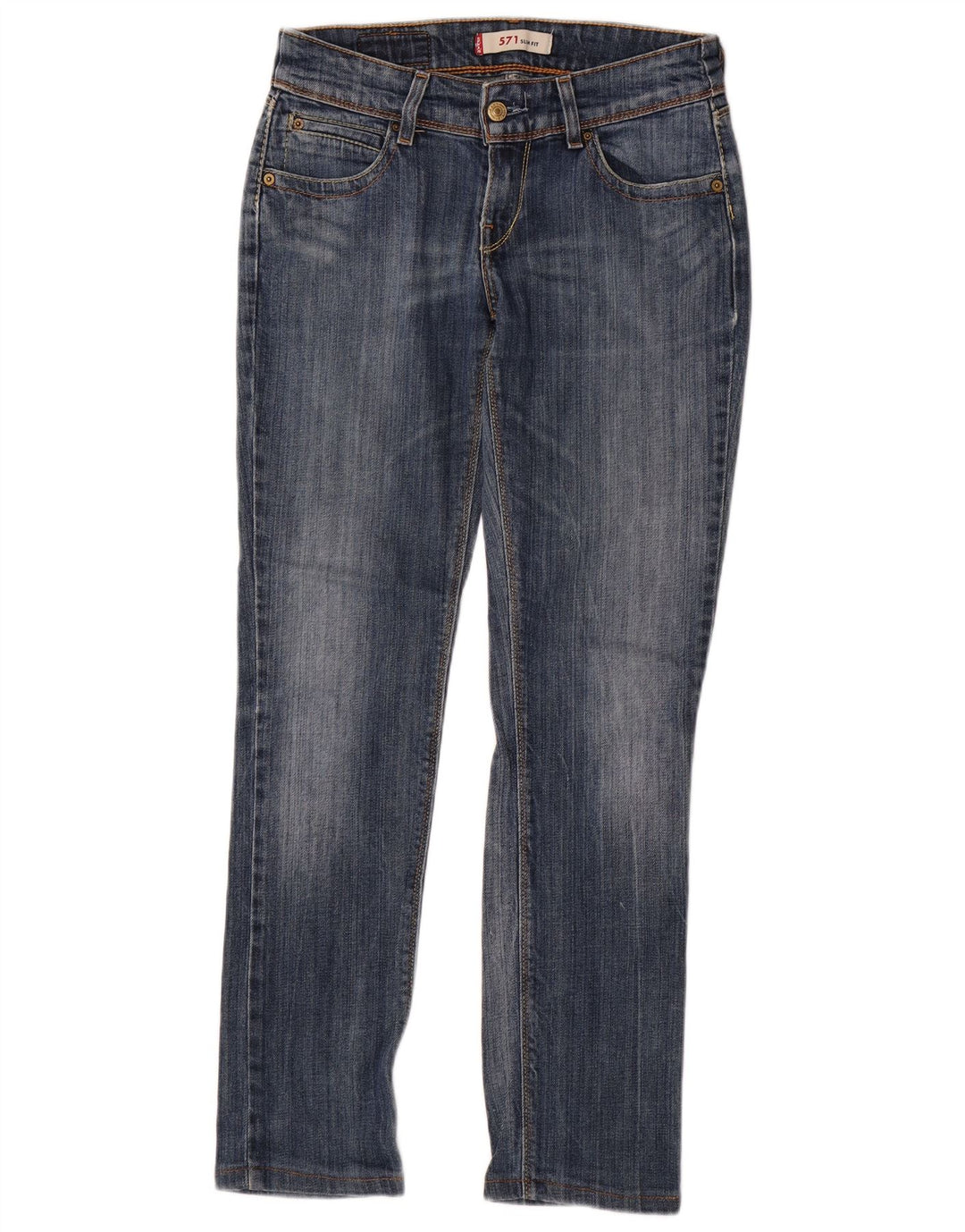 Damskie jeansy Levi's 571 Slim W29 L30 Niebieskie bawełniane