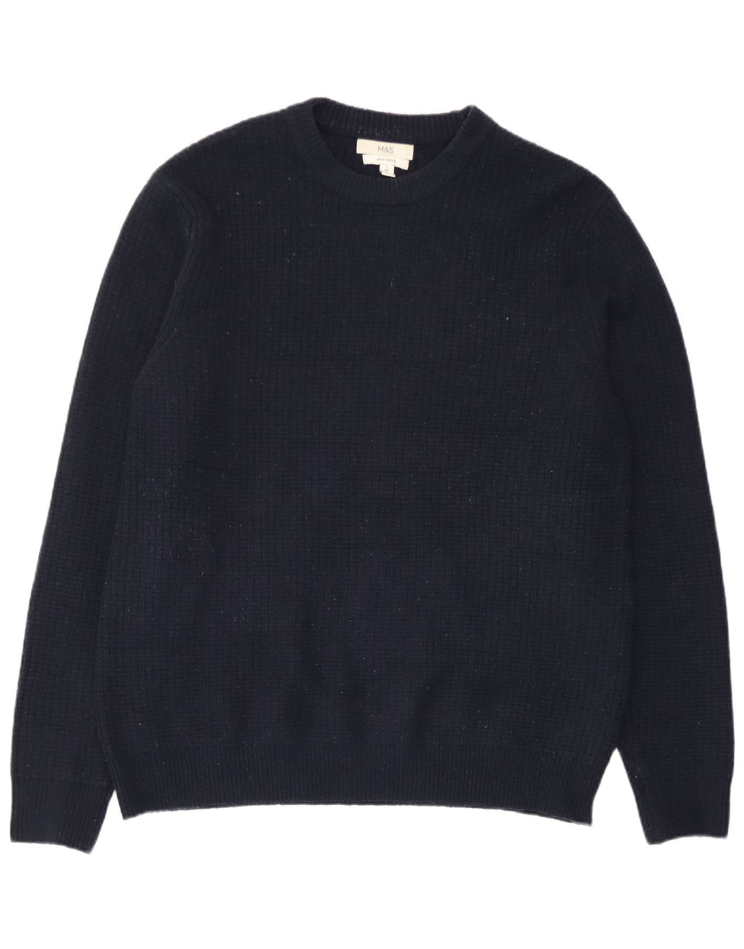 Marks & Spencer Męski sweter z okrągłym dekoltem, duży, granatowy, akrylowy