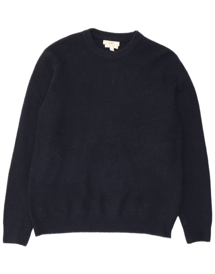 Marks & Spencer Męski sweter z okrągłym dekoltem, duży, granatowy, akrylowy