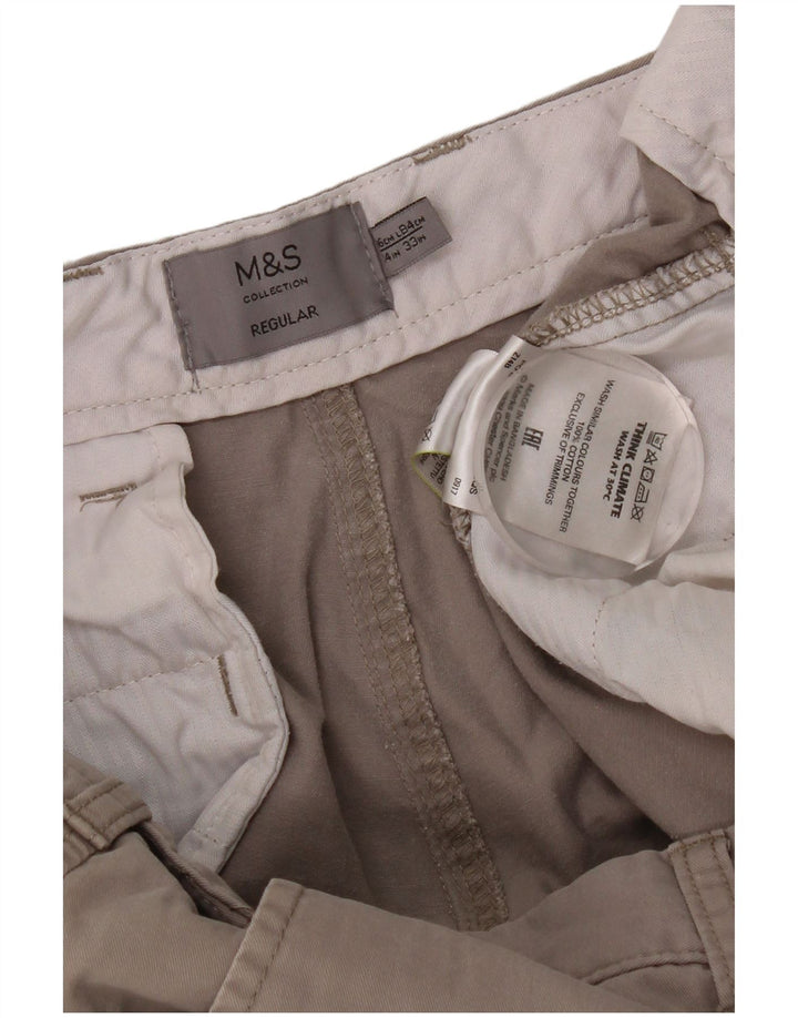 Damskie spodnie typu chino Regular Marks & Spencer W34 L29 Szara bawełna