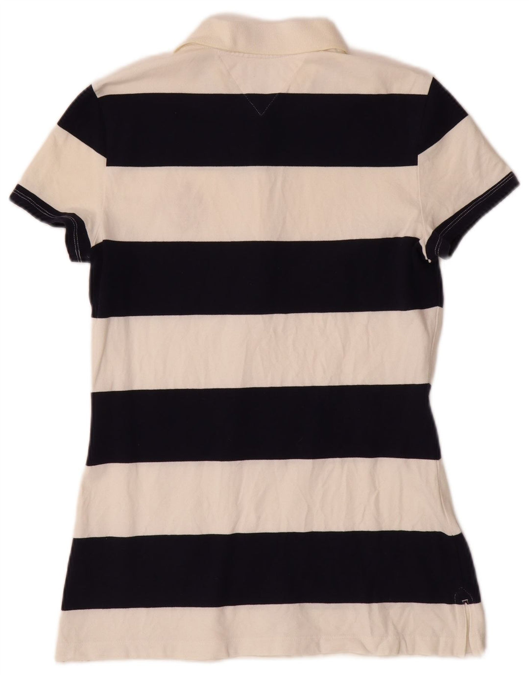 Damska koszulka polo TOMMY HILFIGER UK 12, średnia, bawełniana w złamane białe paski