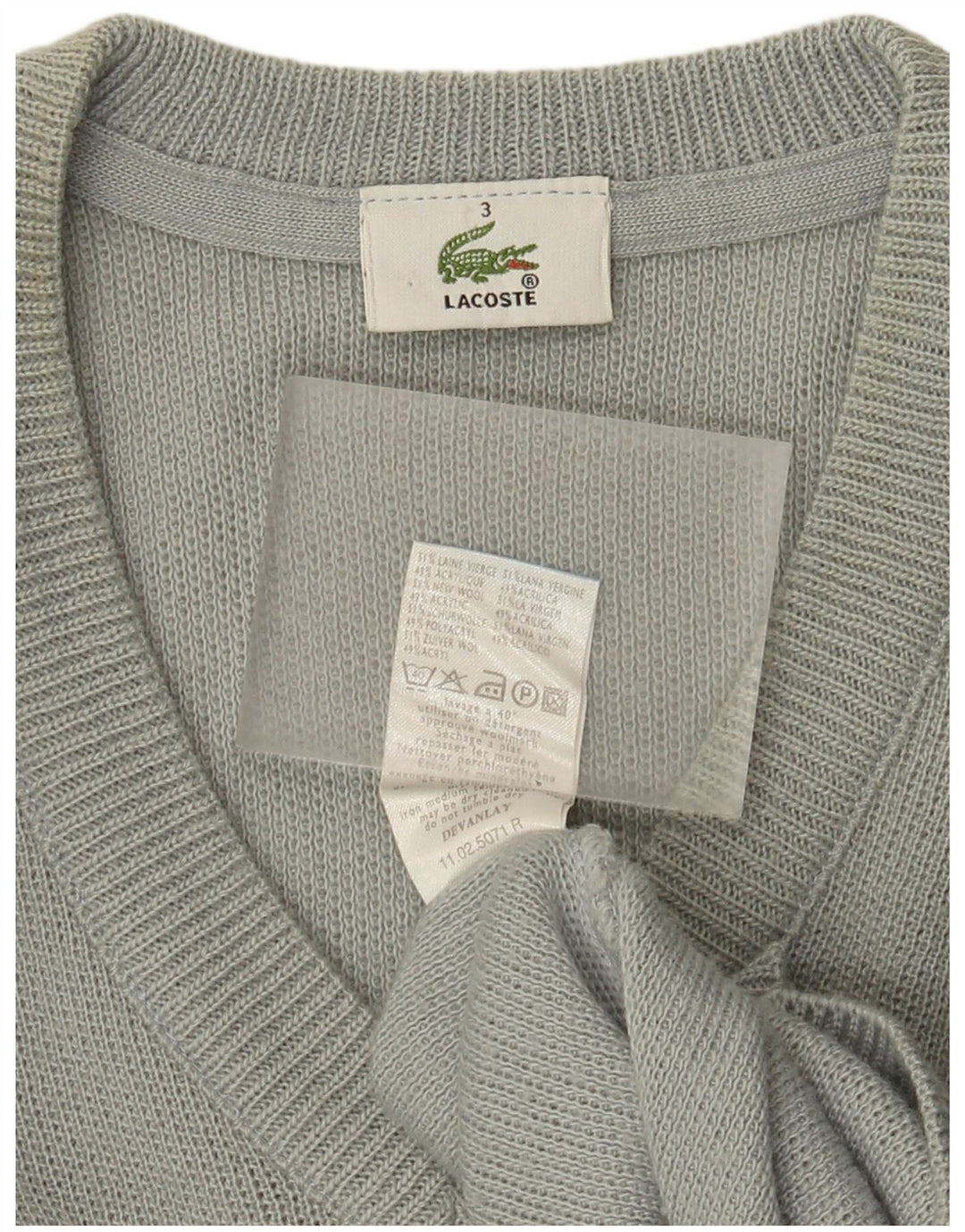 Lacoste Męski sweter z dekoltem w kształcie litery V, rozmiar 3, mały, zielony, wełniany
