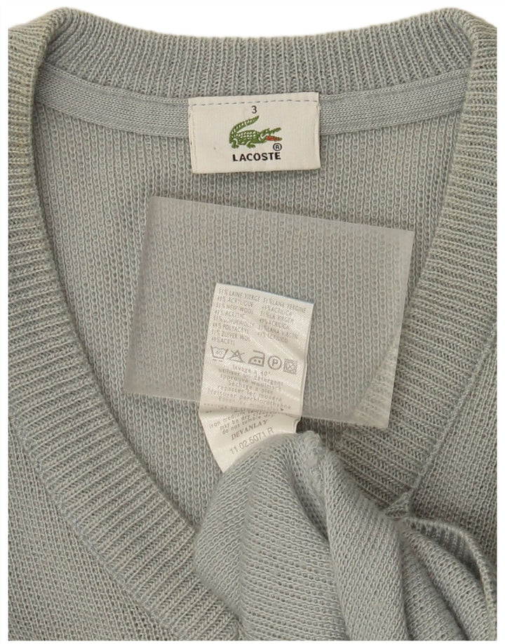 Lacoste Męski sweter z dekoltem w kształcie litery V, rozmiar 3, mały, zielony, wełniany