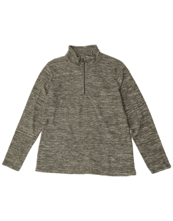 Damski sweter polarowy Mountain Warehouse z zamkiem błyskawicznym, UK 16, duży, khaki, nakrapiany