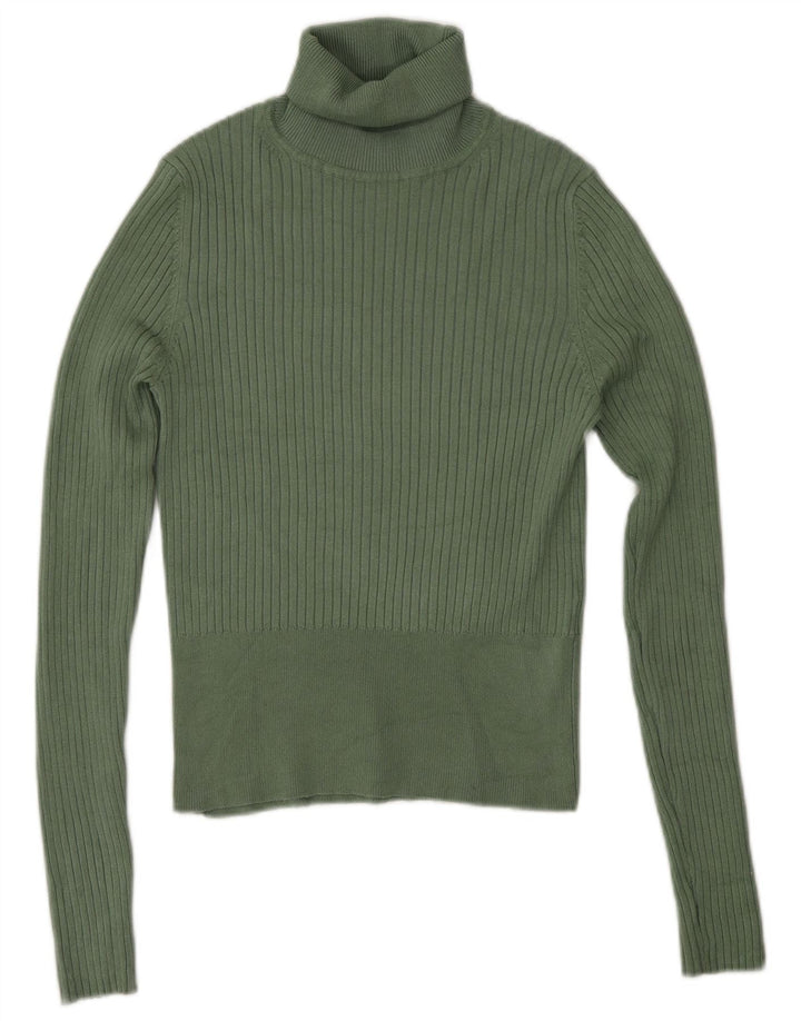 Damski sweter z golfem Zara UK 12 Średni zielony wiskoza