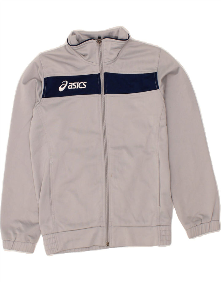 ASICS Boys Graphic Tracksuit Top Jacket 7-8 Years Grey Vintage Asics and Second-Hand Asics from Messina Hembry 