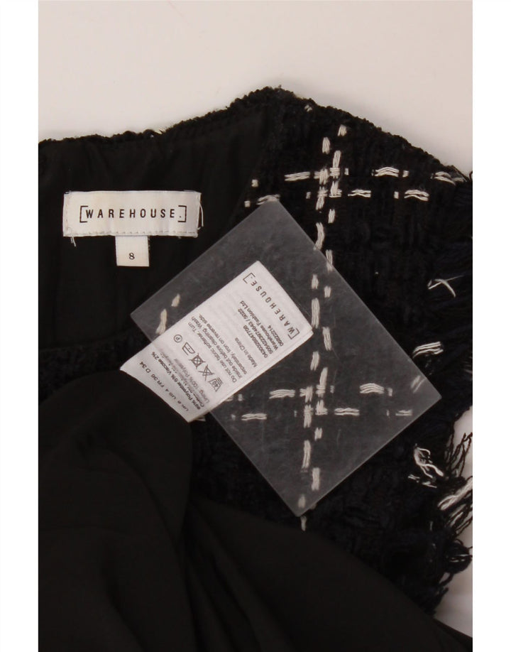 WAREHOUSE Damska sukienka płaszczowa bez rękawów UK 8 w małą granatową kratkę