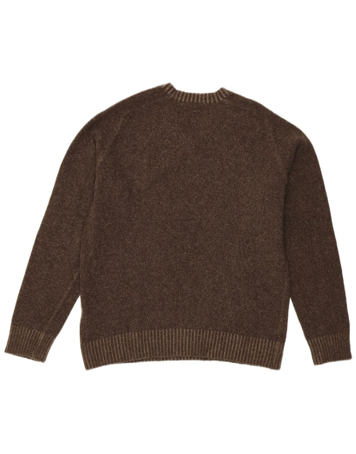 Marlboro Classics Damski sweter z dekoltem w kształcie litery V, UK 14, średnia brązowa wełna