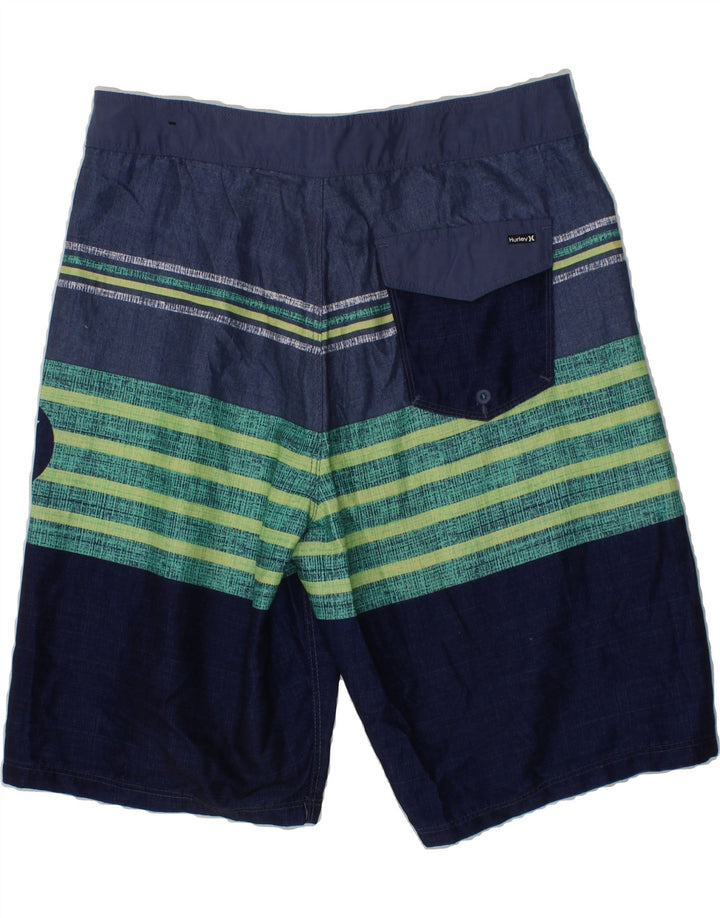 HURLEY Boys Swimming Shorts 13-14 Years  Blue Striped Polyester Vintage Hurley and Second-Hand Hurley from Messina Hembry 