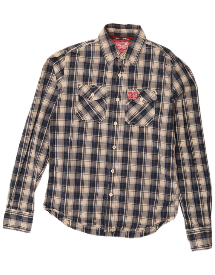 Koszula męska Superdry, duża, bawełniana, granatowa w kratkę