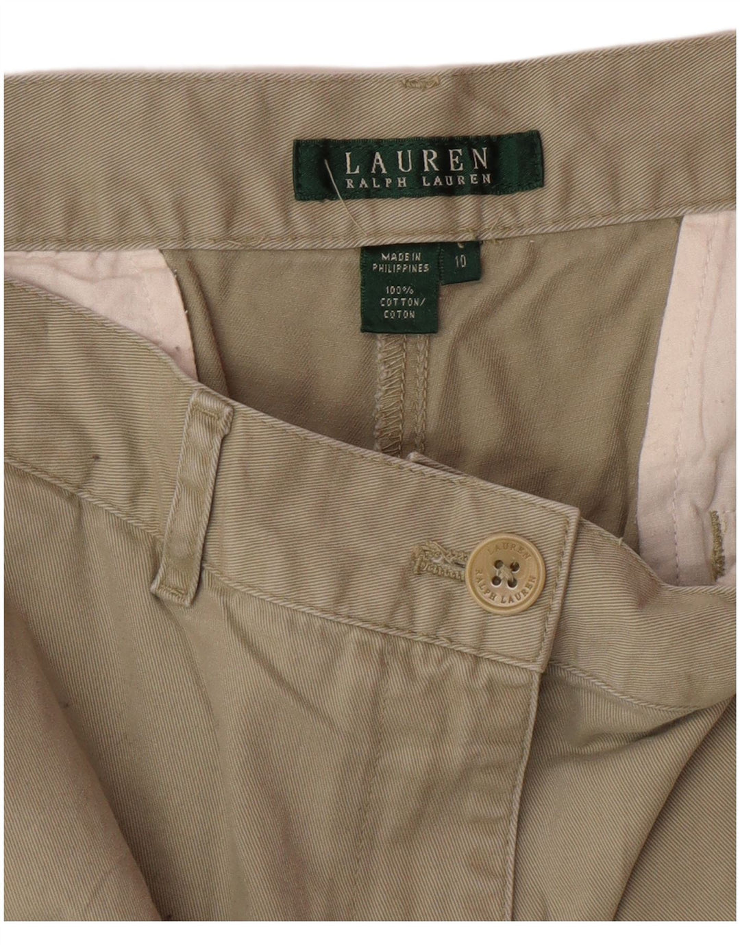 RALPH LAUREN Damskie spodenki Chino US 10 Large W32, bawełna khaki